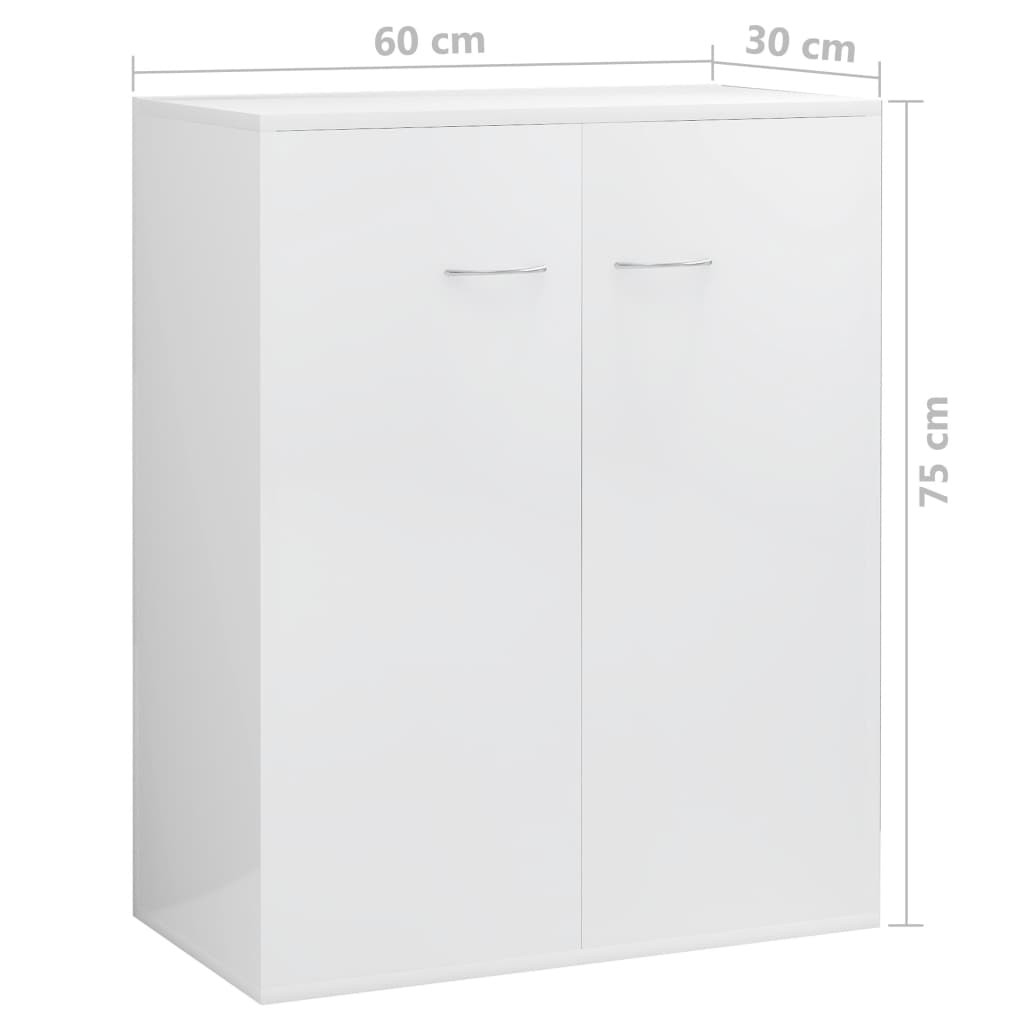 Sideboard High Gloss White 60x30x75 cm Chipboard